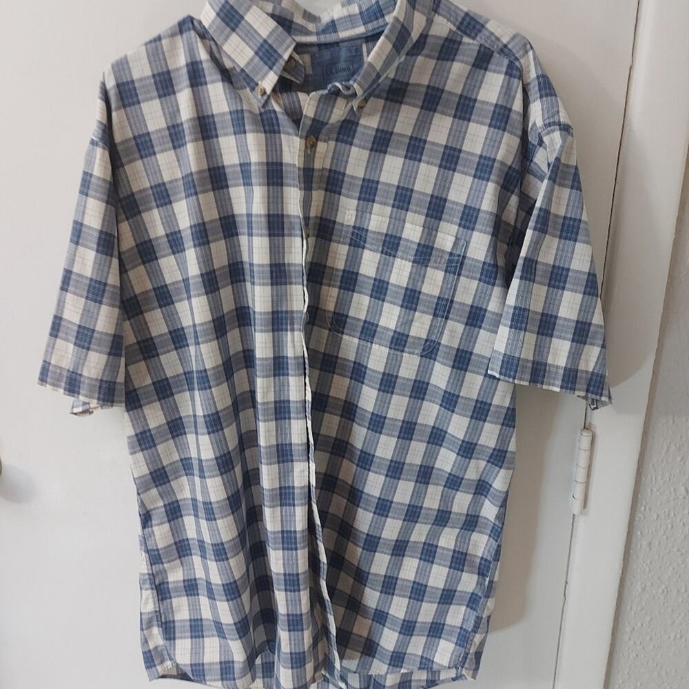 L.L. Bean Plaid button Down Short Sleeve Shirt XL Academia Cabincore Fisherman